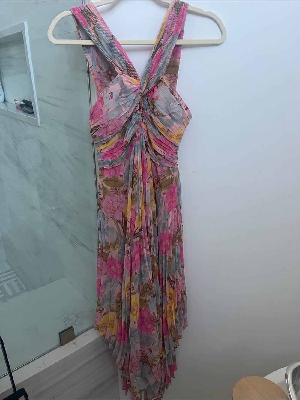 Olivaceous Floral Multicolor Chiffon Maxi Dress
